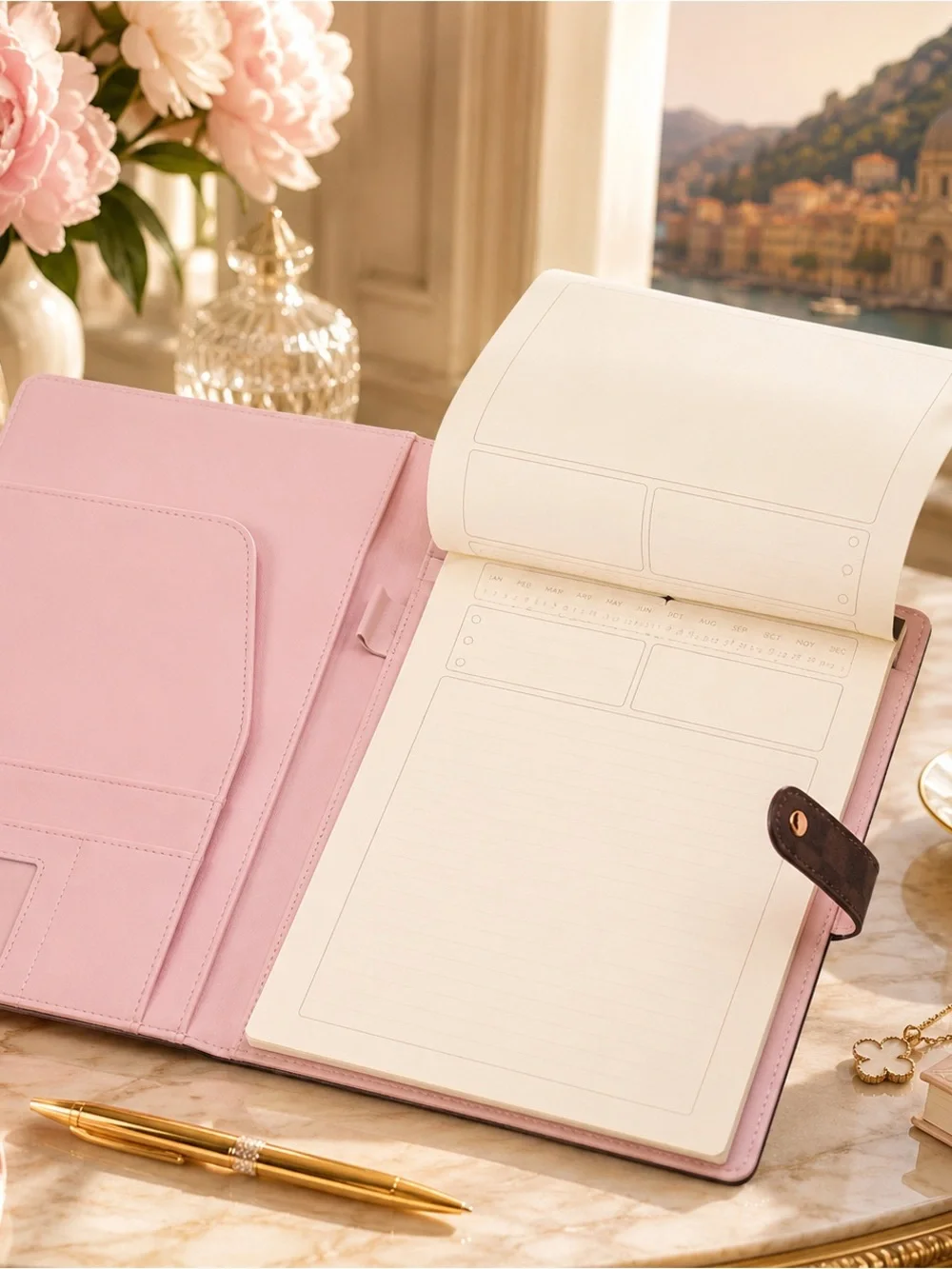 A4 Pink Tablet Folio Case with Notepad Holder
